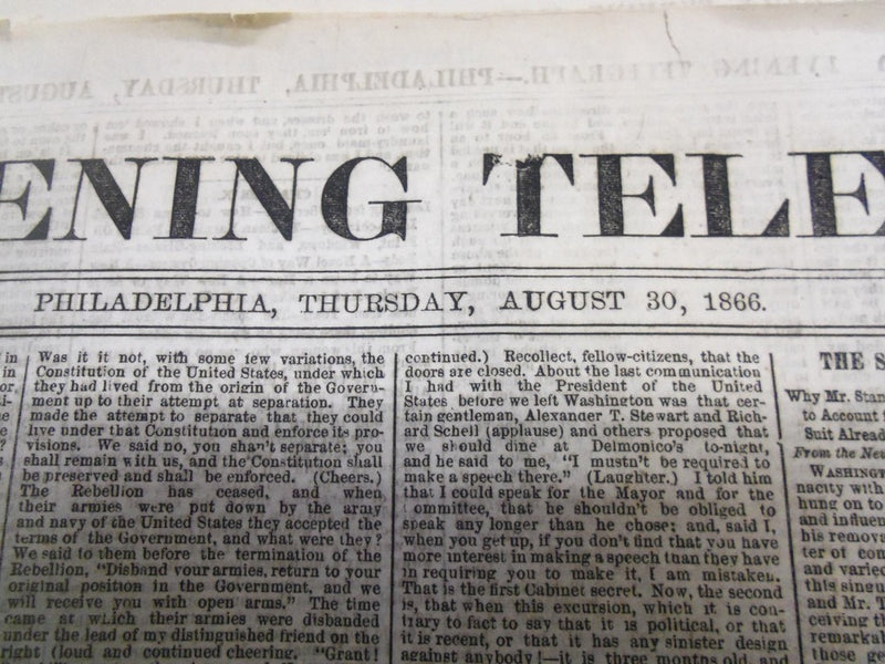 1866 THE EVENING TELEGRAPH NEWSPAPER LOT OF 11 - NICE ADVERTISEMENTS - NP 1439