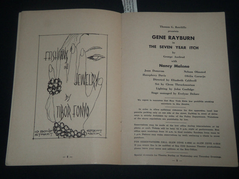 1956 THE SEVEN YEAR ITCH PROGRAM - SEACLIFF THEATRE NY - GENE RAYBURN - J 4281