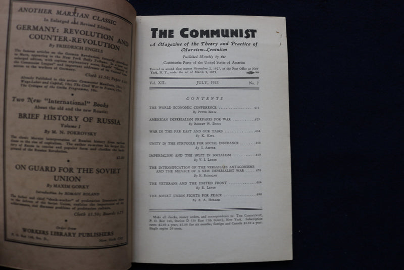 1933 JULY THE COMMUNIST MONTHLY PERIODICAL - K 489