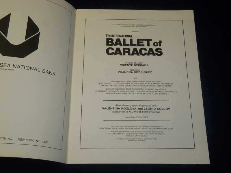 1979 THE INTERNATIONAL BALLET OF CARACAS PROGRAM - ZHANDRA RODRIGUEZ - J 5065