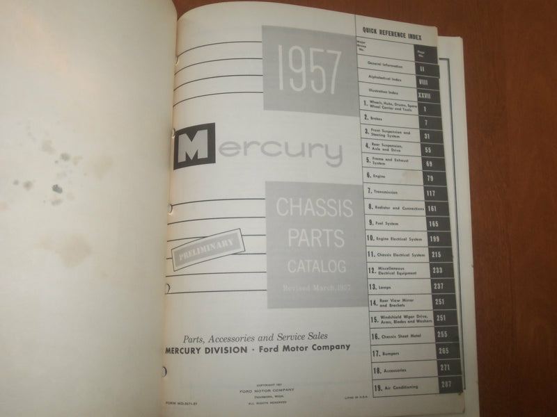 1957 MERCURY CHASSIS PARTS CATALOG - KD 6694