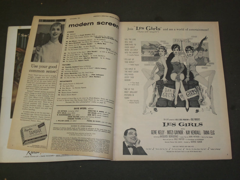 1957 NOVEMBER MODERN SCREEN MAGAZINE - DORIS DAY COVER - M 236