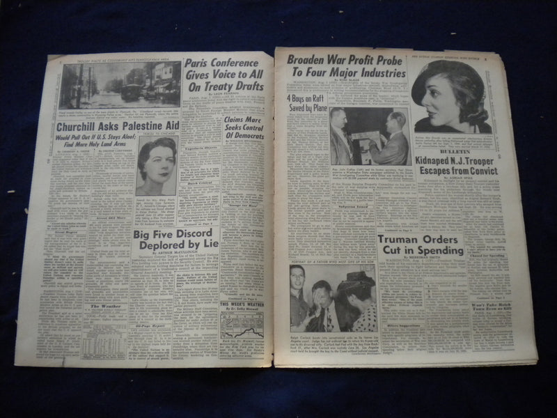 1946 AUG 2 NEW YORK DAILY MIRROR NEWSPAPER - N.J. COP ESCAPES KIDNAP - NP 5995