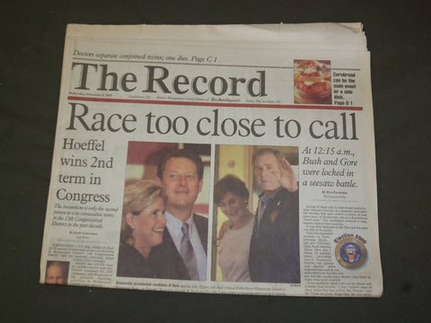 2000 NOV 8 THE RECORD (DOYLESTOWN, PA) NEWSPAPER-ELECTION TOO CLOSE CALL-NP 3203