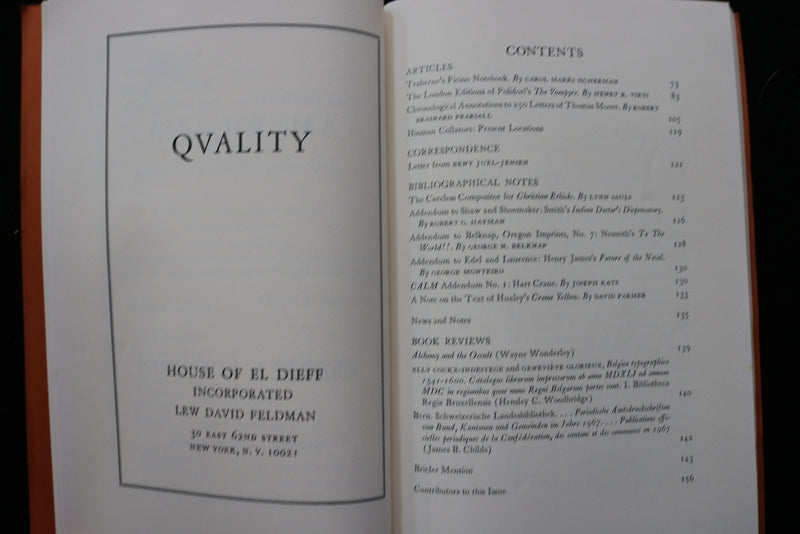 1969 THE PAPERS OF THE BIBLIOGRAPHICAL SOCIETY OF AMERICA - LOT OF 2 - K 2241