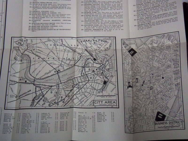 1900'S POINTS OF INTEREST MAP OF GREATER BOSTON MASSACHUSETTS - K 1168