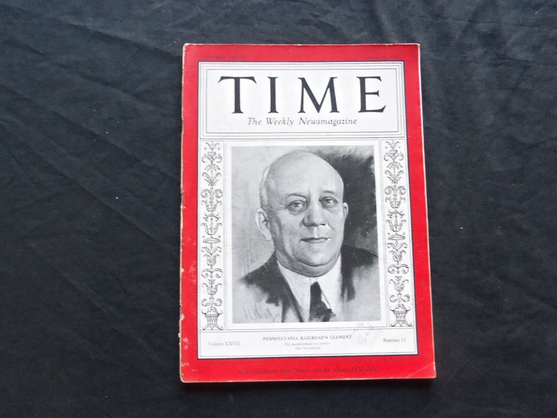 1936 MARCH 16 TIME MAGAZINE - MARTIN W. CLEMENT - T 508