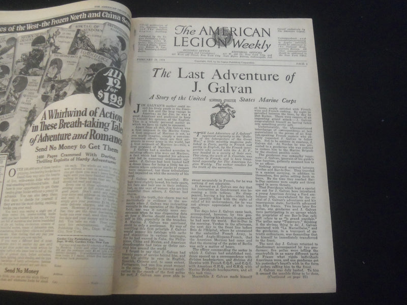 1924 FEB 29 THE AMERICAN LEGION WEEKLY MAGAZINE - ILLUSTRATED COVER - B 5529P