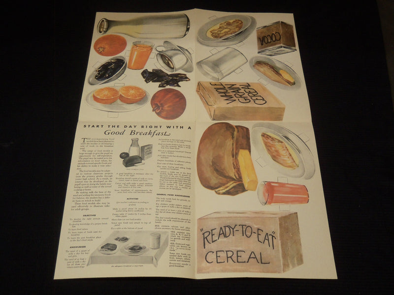 1931 DAIRYMEN'S FOOD MODELS FOLD-OUTS LOT OF 3 - BREAKFAST, LUNCH DINNER- K 2174