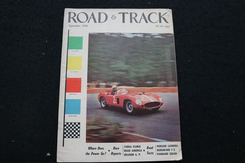 1956 SEPTEMBER ROAD & TRACK MAGAZINE - WHERE DOES THE POWER GO? COVER - B 3455S