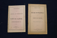1859-1889 TOWN OF NATICK RECEIPTS AND EXPENDITURE REPORTS - LOT OF 24 - O 3393