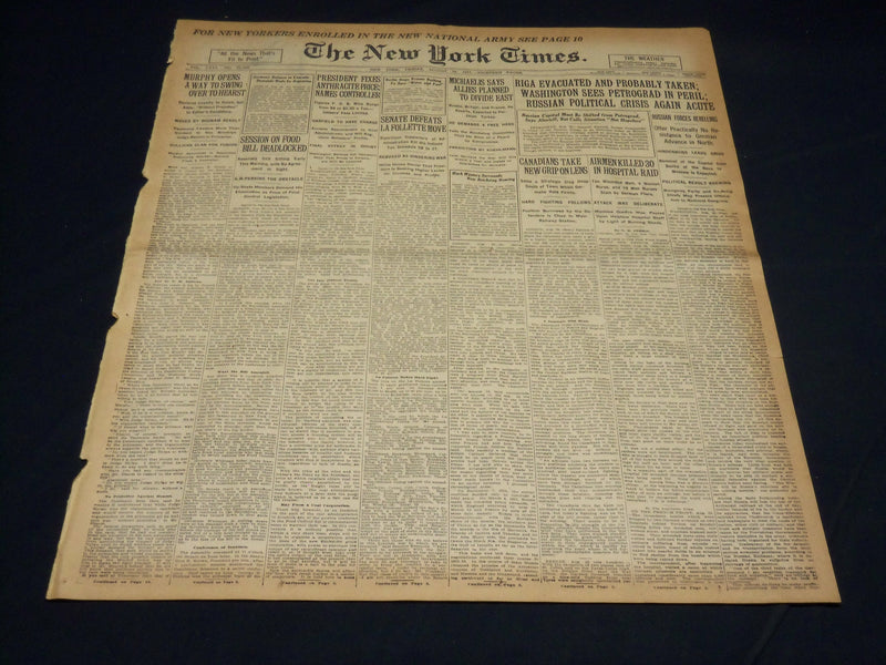 1917 AUGUST 24 NEW YORK TIMES - RIGA EVACUATED PROBABLY TAKEN - NT 8522