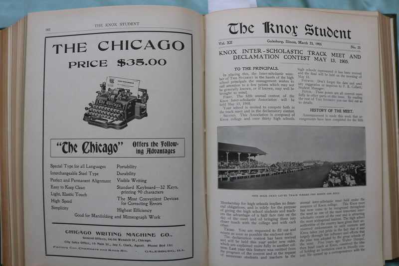 1904-1907 THE KNOX STUDENT HARDCOVER BOOKS - 2 VOLUMS - GALESBURG, IL - KD 9683