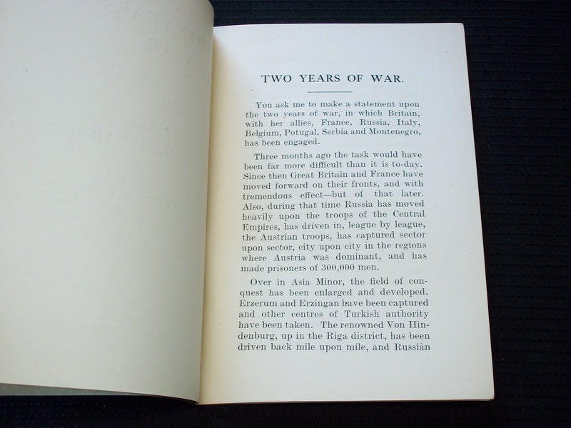 1916 TWO YEARS OF WAR SOFTCOVER BOOK BY SIR. GILBERT PARKER - J 7158