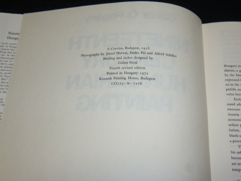 1972 NINETEENTH CENTURY HUNGARIAN PAINTING HARDCOVER BOOK BY GABOR POGANY-R 720Q