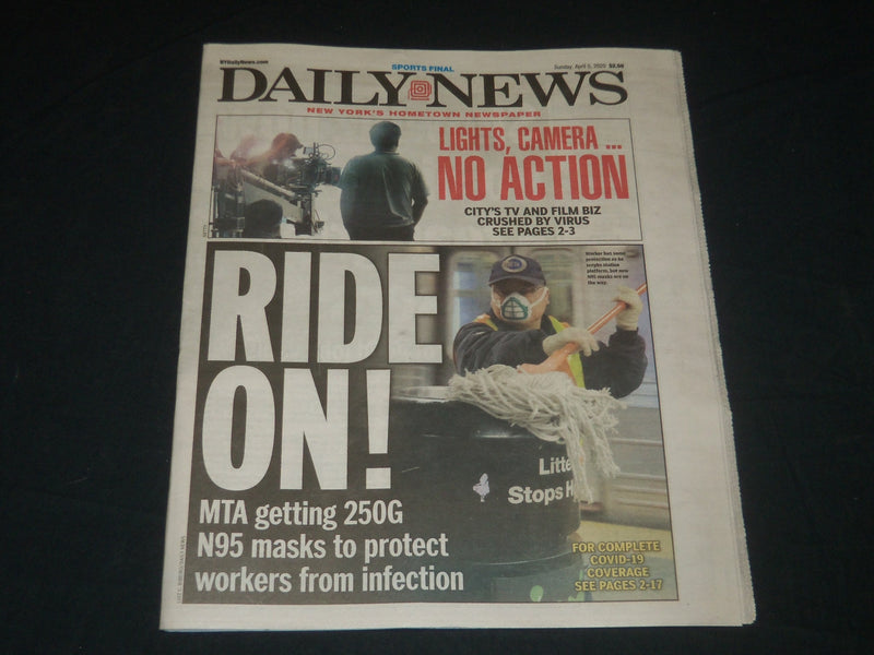 2020 APRIL 5 NEW YORK DAILY NEWS NEWSPAPER - RIDE ON! - LIGHTS, CAMERA NO ACTION