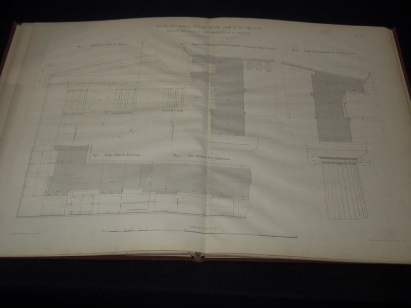 1868 ETUDE DES DIMENSIONS DEGRAND TEMPLE DE PAESTUM - PLANCHES - Z 284
