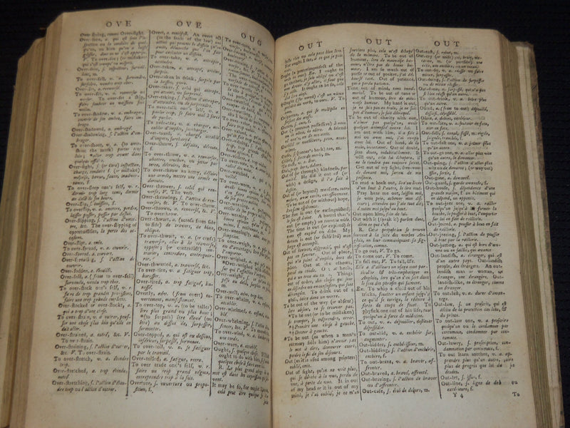 1794 BOYER'S ROYAL DICTIONARY ABRIDGED BY J. C. PRIEUR - VOLUME 1 & 2 - KD 703T