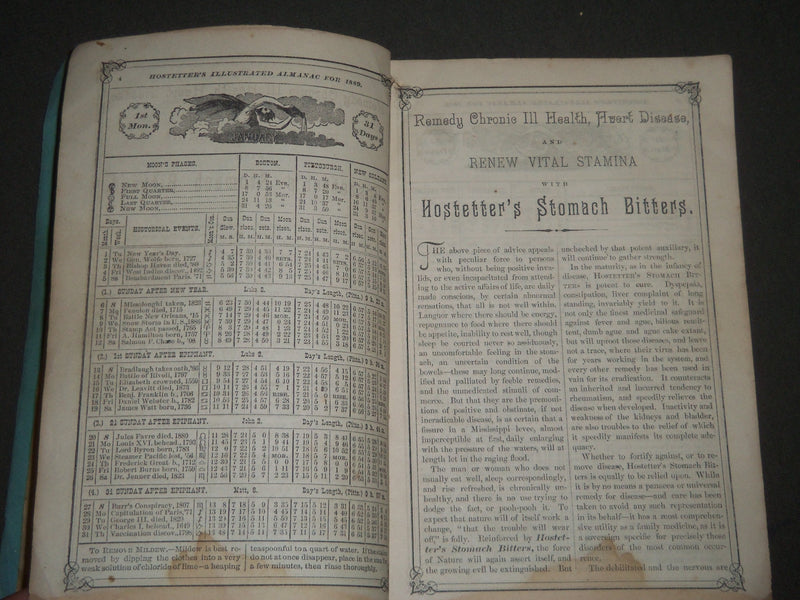 1889 HOSTETTER'S ILLUSTRATED UNITED STATES ALMANAC - SOFTCOVER - H 710
