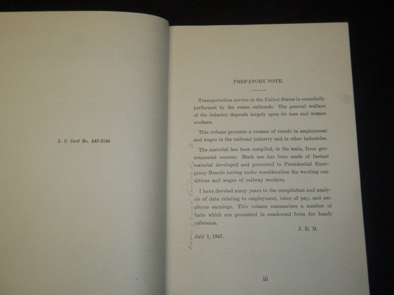 1947 RAILROAD MEN AND WAGES BOOK BY J. ELMER MONROE - J 5423