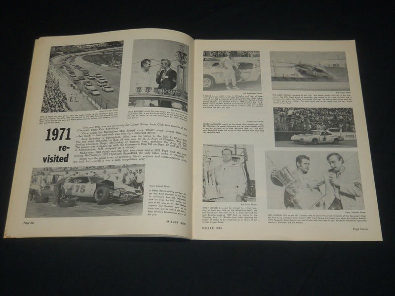 1972 MILLER HIGH LIFE 200 RACE PROGRAM - LATE MODEL STOCK CAR- WISCONSIN- J 5639