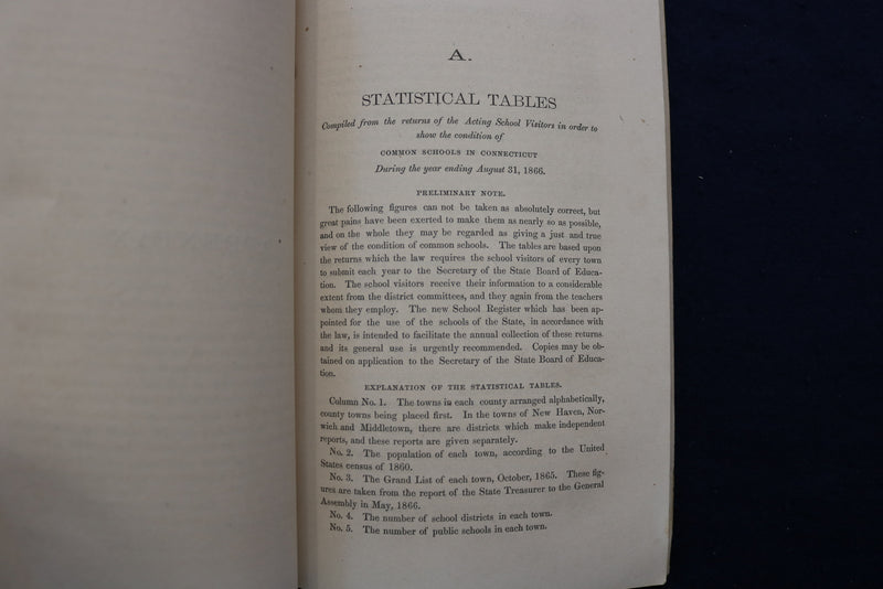 1867 BOARD OF EDUCATION ANNUAL REPORT - CONNECTICUT - SOFTCOVER BOOK - K 1344
