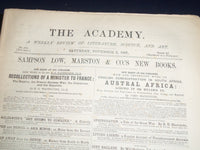 1887 THE ACADEMY WEEKLY REVIEW OF LITERATURE LOT OF 52 COMPLETE - LONDON - O 1