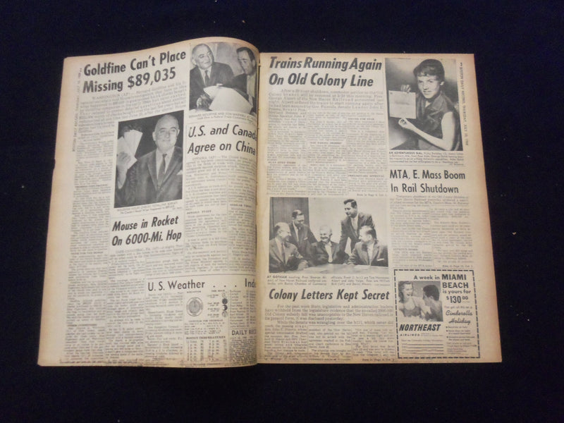 1958 JULY 10 BOSTON DAILY RECORD NEWSPAPER - OLD COLONY RUNS TODAY - NP 6352