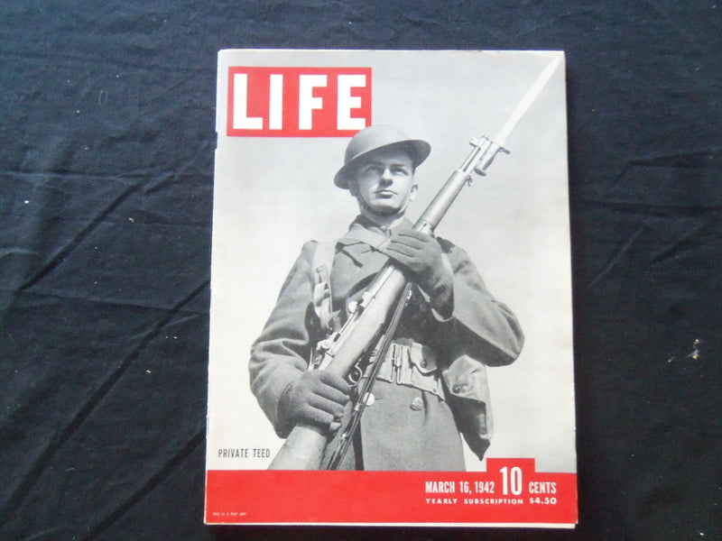 1942 MARCH 16 LIFE MAGAZINE - INFANTRYMAN PRIVATE TEED - L 278