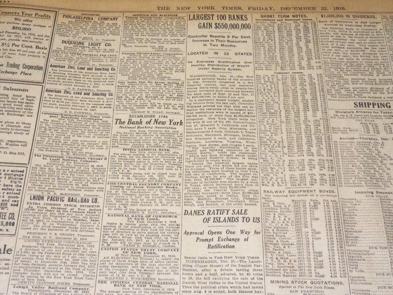 1916 DECEMBER 22 NEW YORK TIMES - WASHINGTON IN NO FEAR OF WAR - NT 8649
