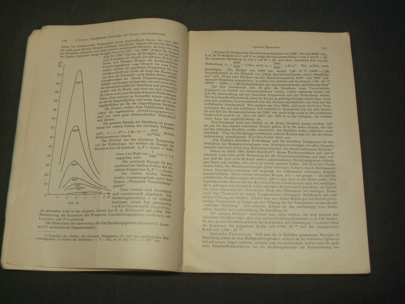 1927 PHYSIKALISCHE GRUNDLAGEN DER SONNEN LICHTTHERAPIE BOOK BY C. DORNO - J 5930
