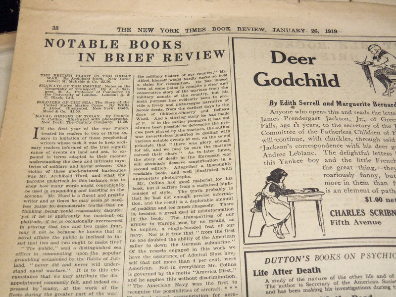 1919 NEW YORK TIMES NEWSPAPER BOOK REVIEW SECTIONS LOT OF 15 ISSUES - O 3221F