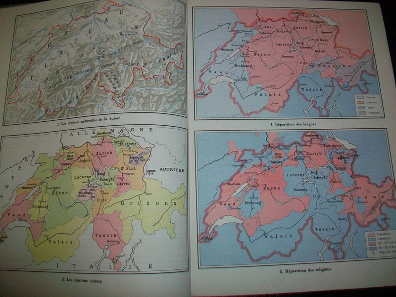 1951 GEOGRAPHIE DE LA SUISSE BY HENRI REBEAUD FRENCH HARDCOVER BOOK - KD 2933