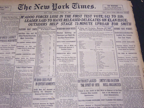 1924 JUNE 27 NEW YORK TIMES - M'ADOO FORCES LOSE 513 TO 559 - NT 5071