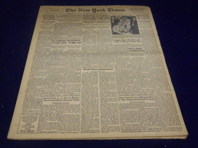 1946 JULY 16 NEW YORK TIMES - TRUMAN SIGNS BRITISH LOAN - NT 3472
