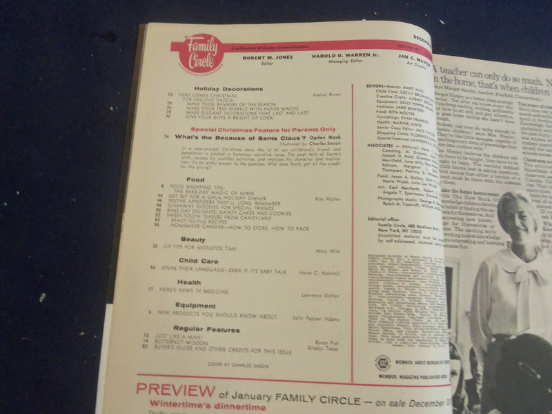 1966 DECEMBER FAMILY CIRCLE MAGAZINE - STORIES, PHOTOS & ADS - ST 1240S