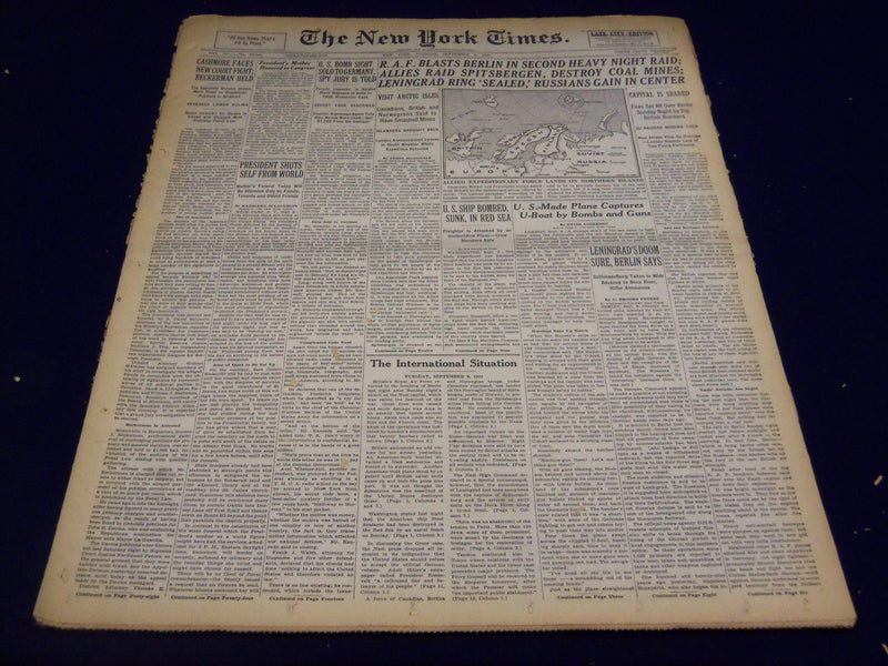1941 SEPT 9 NEW YORK TIMES - ALLIES RAID SPITSBERGEN DESTROY COAL MINES- NT 1364
