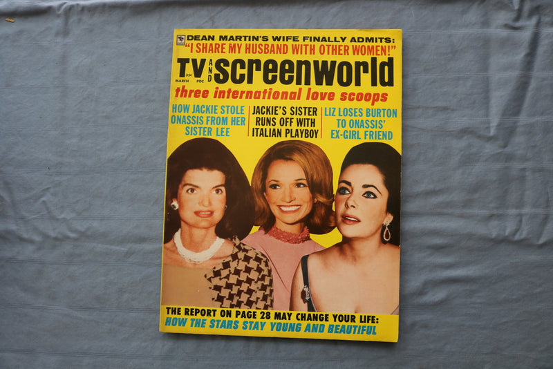 1969 MAR TV AND SCREENWORLD MAGAZINE - JACKIE KENNEDY-LIZ TAYLOR COVER - E 18709