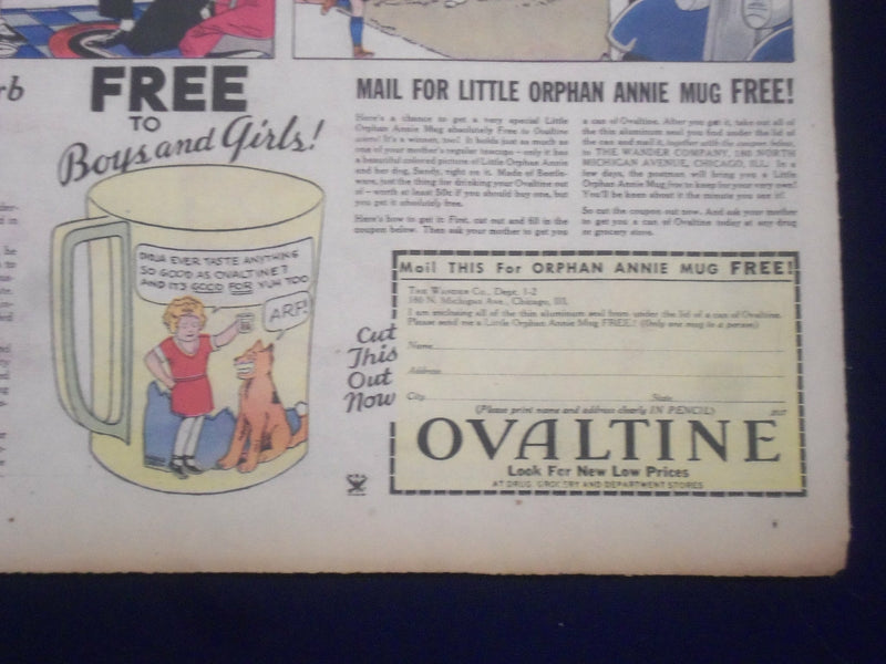 1933-1940 OVALTINE FULL PAGE COLOR COMICS ADS - LOT OF 7 - NP 5255