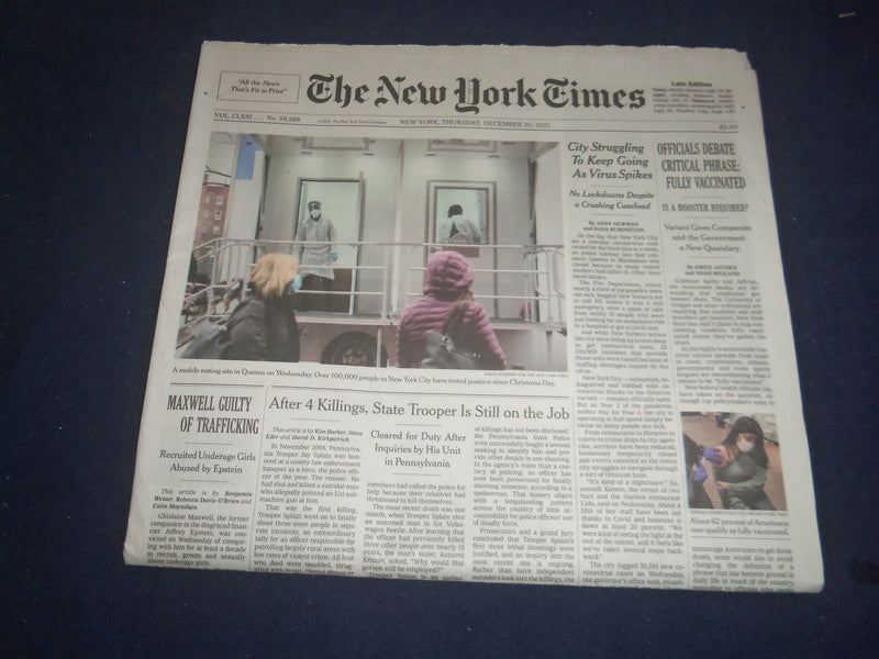 2021 DECEMBER 30 NEW YORK TIMES - DEBATE CRITICAL PHRASE: FULLY VACCINATED