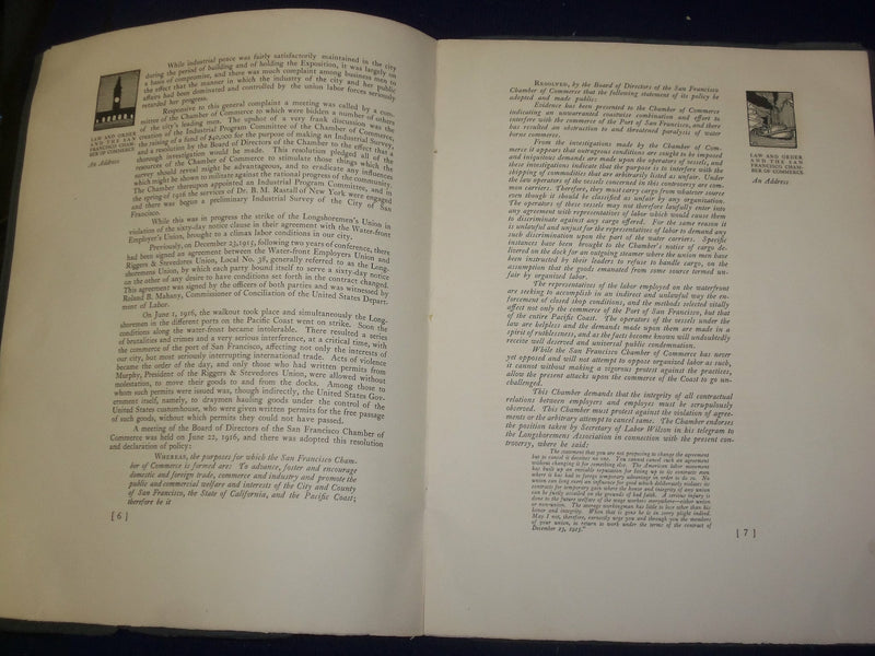 1918 LAW AND ORDER S. F. CHAMBER OF COMMERCE ADDRESS BY FREDERICK KOSTER- J 4833