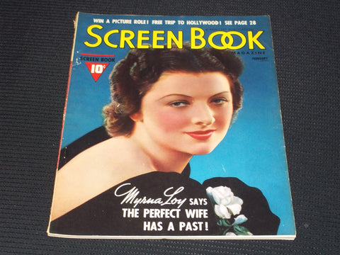 1938 FEBRUARY SCREEN BOOK MAGAZINE - MYRNA LOY FRONT COVER - E 16392