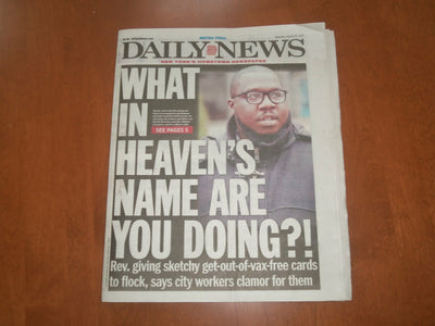 2021 AUGUST 28 NEW YORK DAILY NEWS - REV. MCCALL GIVES RELIGIOUS VAX EXEMPTIONS