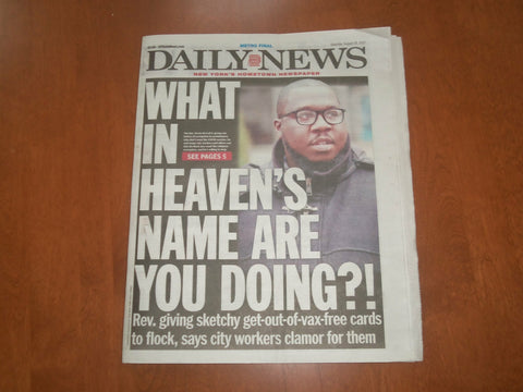 2021 AUGUST 28 NEW YORK DAILY NEWS - REV. MCCALL GIVES RELIGIOUS VAX EXEMPTIONS
