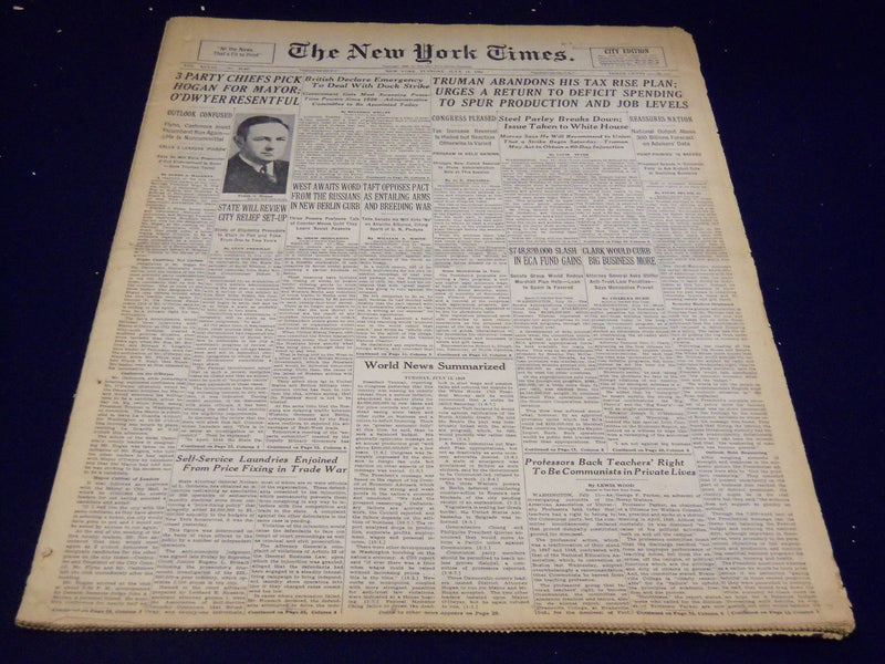 1949 JULY 12 NEW YORK TIMES - PARTY CHIEFS PICK HOGAN FOR MAYOR - NT 2647