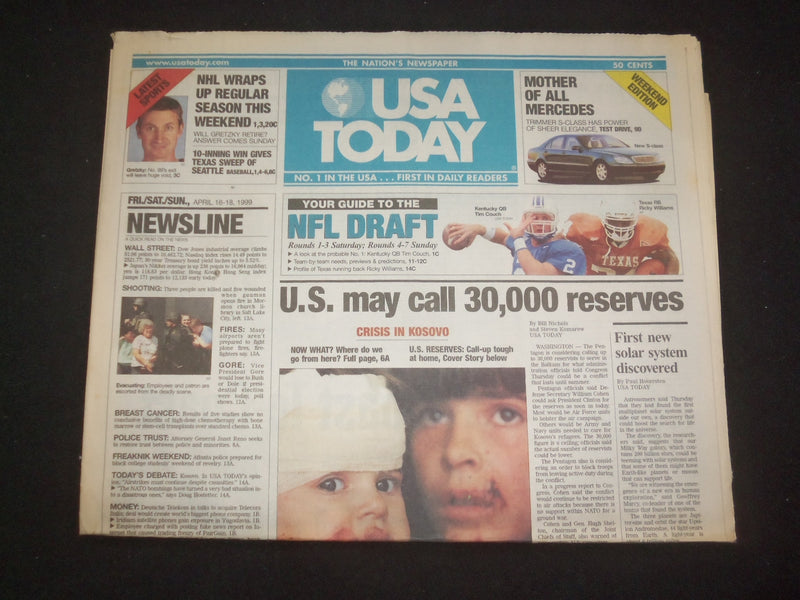1999 APRIL 16-18 USA TODAY NEWSPAPER - U.S. MAY CALL 30,000 RESERVES - NP 8023