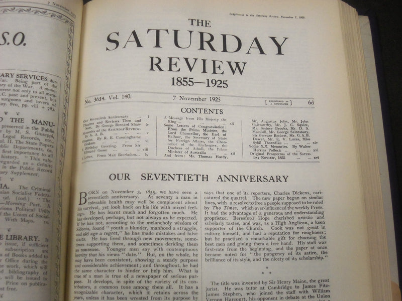1925 SATURDAY REVIEW 2 BOUND VOLUMES - COMPLETE YR- PUBLISHED IN LONDON - R 1131