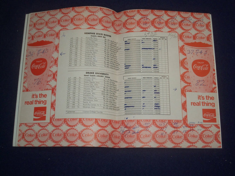 1969-1970 MEMPHIS STATE UNIVERSITY BASKETBALL PROGRAM -DRAKE UNIVERSITY- ST 6535