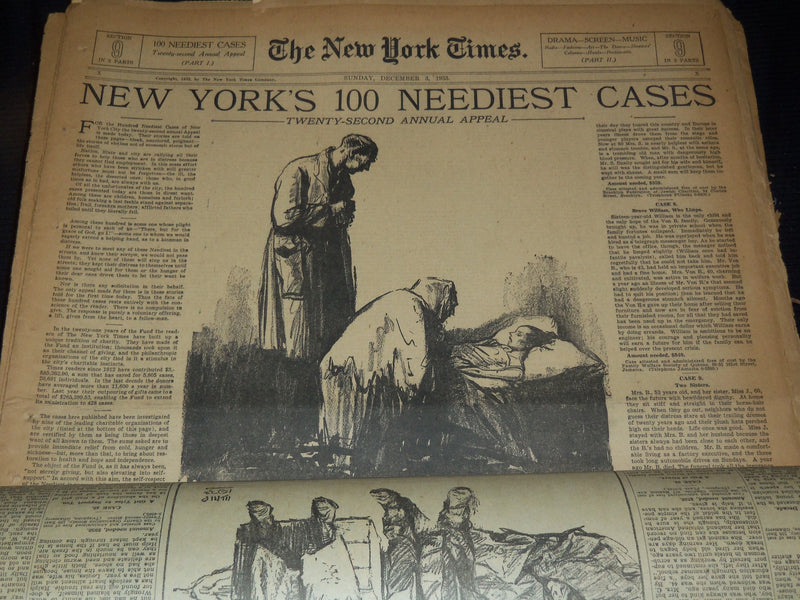 1920-1953 NEW YORK TIMES 100 NEEDIEST CASES SECTIONS LOT OF 67 DIFFERENT- NTL 61