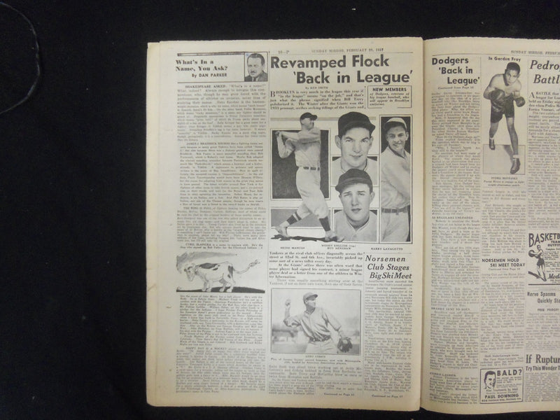 1937 FEB 21 NEW YORK SUNDAY MIRROR - FATAL PLANE CRASH LAID TO MIRAGE - NP 2318